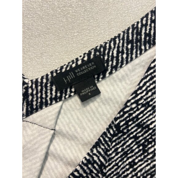 J Jill Wearever Collection Jersey Dress Black White Print Pockets Small - Picture 4 of 4